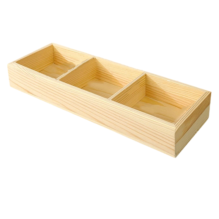 Three Grid Box Multi-Grid Square Wooden Storage Box for Office and Kindergarten ...
