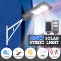 60W PIR Motion Sensor+Light Sensor Rechargeable Solar Power Street Light. 