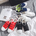 Canvas shoes men's velcro collegiate style small white shoes new couple board shoes junior high school students casual shoes for middle and older children. 