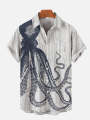 Summer men's octopus print shirts Short sleeved Hawaiian beach shirts Ocean animal cartoon pattern shirts Men's casual shirt.