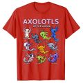 Axolotl Shirt Kawaii Axolotls of The World Axolotl Animals T-Shirt Types of Mexican Walking Fish Kawaii Artwork Tee Cartoon Tops. 