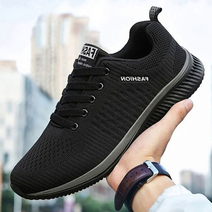【selevn roind】 Men Sport Shoes Lightweight Running Sneakers Walking Casual Breathable Shoes Non-slip Comfortable black Big Size 35-47 Hombre