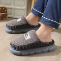 Big slipper for man thick sole home shoes large size 46 47 men warm cotton slippers winter slides indoor fuzzy flip flops furry.