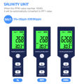 yieryi Salinity Meter 5 in 1 Salinity/TDS/EC/PH/Temp Tester with ATC Saltwater Tester for Seawater Aquariums Marine Monitoring and Koi Fish Pond.