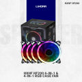 HXHF HF200 6-In-1 & 4-In-1 RGB Case Fan 120mm Cooling Fan Set Remote Included Plus 10-Port Hub For Ultimate System Cooling.