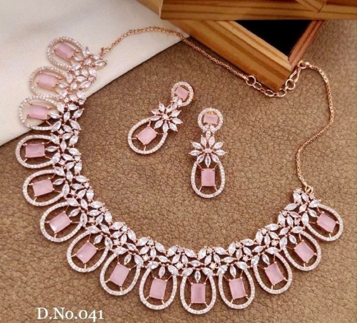 Amazing Latest Jewellery set American Diamond Necklaces Set With the Pair  Of Earrings