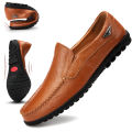 Leather Men Casual Shoes Men's Loafers Moccasins Breathable Slip on Black Driving Shoes Plus Size 37-47 KEEMEEUYZO.
