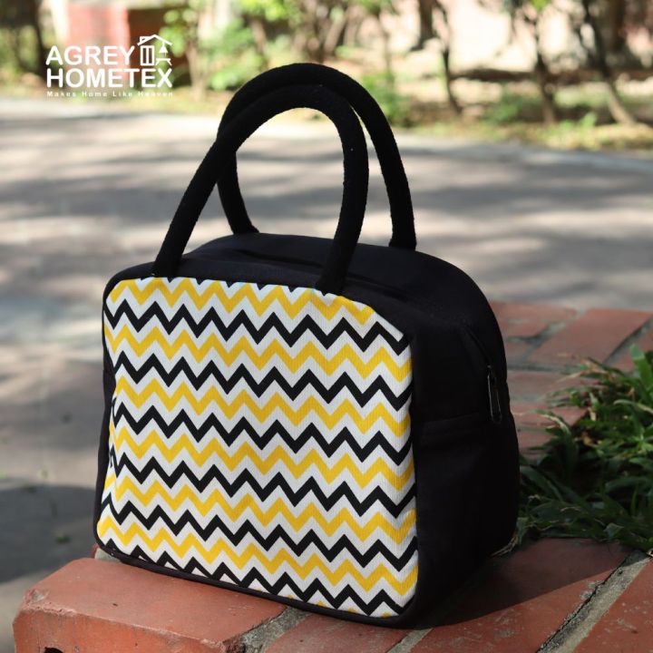 Lunch%20Carry%20Bag,%20Cotton%20Fabric,%20Yellow%20&%20Black,%20(9.5%E2%80%B3x7.5%E2%80%B3x5%E2%80%B3)%20-%20Image%202