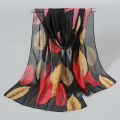 Spring and Autumn New Chiffon Silk Scarf Counter Quality Printing Popular Leaf Silk Scarf Scarf XQ392.