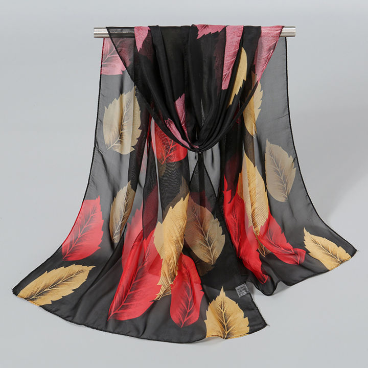 Spring%20and%20Autumn%20New%20Chiffon%20Silk%20Scarf%20Counter%20Quality%20Printing%20Popular%20Leaf%20Silk%20Scarf%20Scarf%20XQ392%20-%20Image%202