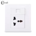 【YIYANGMAOYI111】Coswall PC Panel Universal 3 Pin Wall Socket 1 RJ45 Internet Computer Data Connector White Color Modular 86*86mm.
