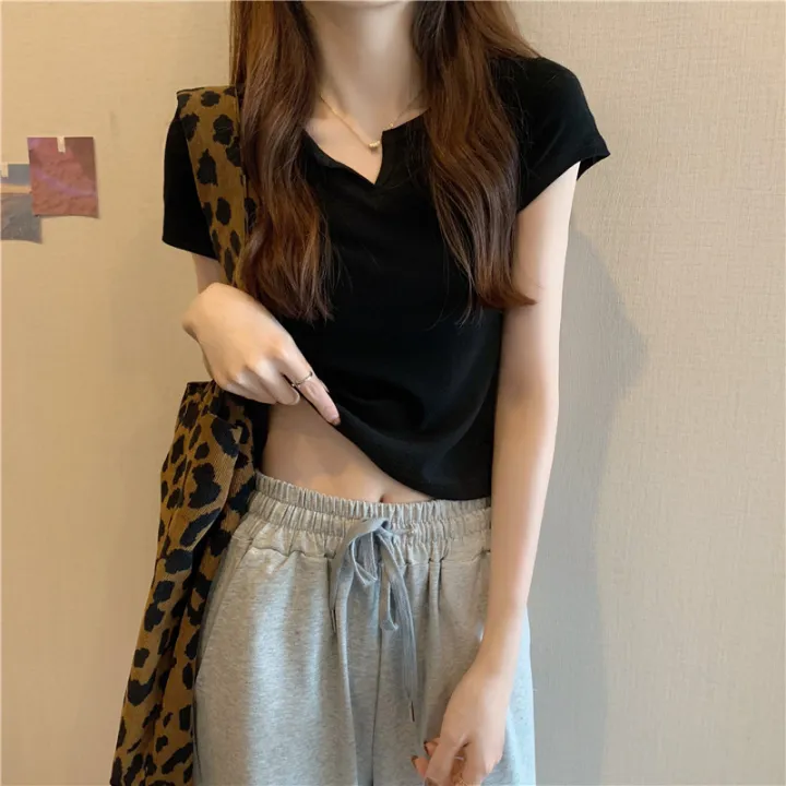 Short%20Women's%20Summer%20Design%20Sense%20Pink%20Slim-Fit%20Navel%20Hot%20Girl%20Women's%20Clothing%20T%20T-shirt%20Short%20Sleeve%202024%20Summer%20New%20Clothes%20-%20Image%209