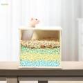 Hamster Digging Box Hamster Sand Bath Box Bed Visible Playing Hideout Rest Hutch Bathroom Sand Bath Container for Gerbils Chinchillas Mice , 20cmx16cmx18cm. 