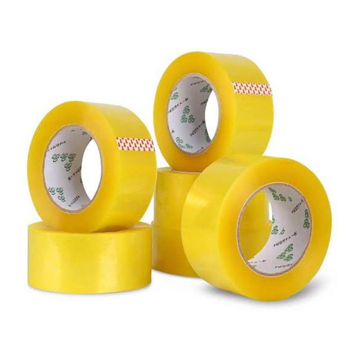Gum Tape for Carton Binding Wide 2.5" Yellow (inch) and Length 268 Meter (Big Size, 290 Yard) 6pcs