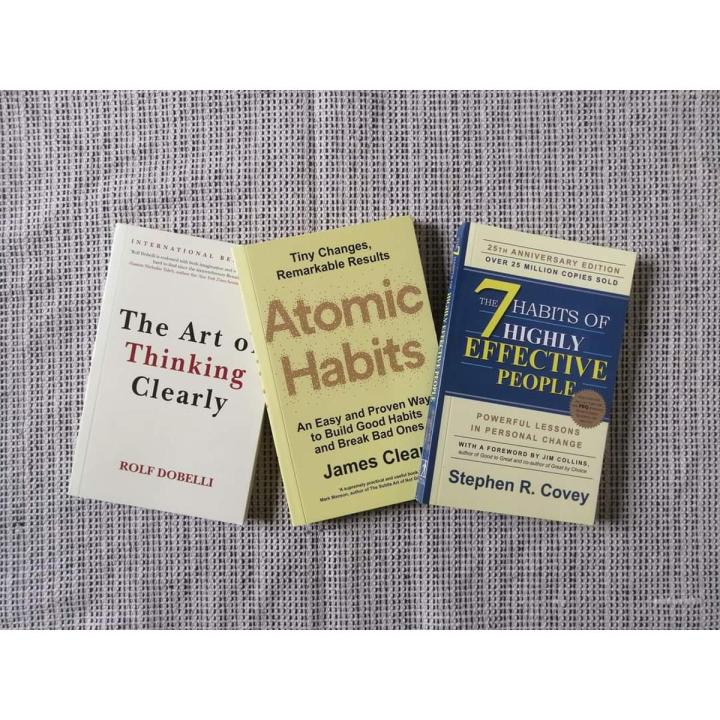 3pc books ( The Art of Thinking Clearly , Atomic Habit , The 7 habit highly effective people ) paperback