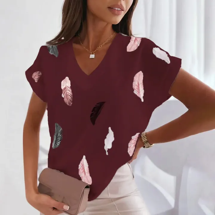 3D%20Women's%20T-shirts%20Summer%20V-neck%20Short%20Sleeve%20Tops%20Feather%20Graphics%20Oversized%20Tees%20Ladies%20Clothes%20Fashion%20Female%20Y2k%20Streetwear%20-%20Image%206