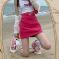 Pink Denim Skirt Skirt Small High Waist SlimmingbmSkirtaLine Skirt Vintage Skirt Skirt for Women Summer. 