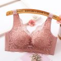New lace women's bra top support gather side adjustment type without steel ring medium thick underwear women sexy push up bras. 