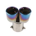 1xUniversal Exhaust Muffler Pipe End Stainless Steel Car Round Mouth Double Pipe Tail Pipe Car Tail Throat Exhaust Pipe. 