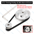 GT2 Timing Pulley & Round Belt 60 Teeth Pulley 8mm Bore 20 Teeth 5mm Bore Diameter Belt width 6mm GT2 Timing Puli for 3D printer accessories. 