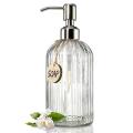 Glass Soap Dispenser with Rust Proof Stainless Steel Pump 400ml Refillable Hand Liquid Soap Dispenser for Bathroom Kitchen.