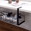 Under-desk Cable Management Rack Hanger Punch Free Hanging Wire Storage Organizer Wire Power Board Adapter Holder Basket Shelf.