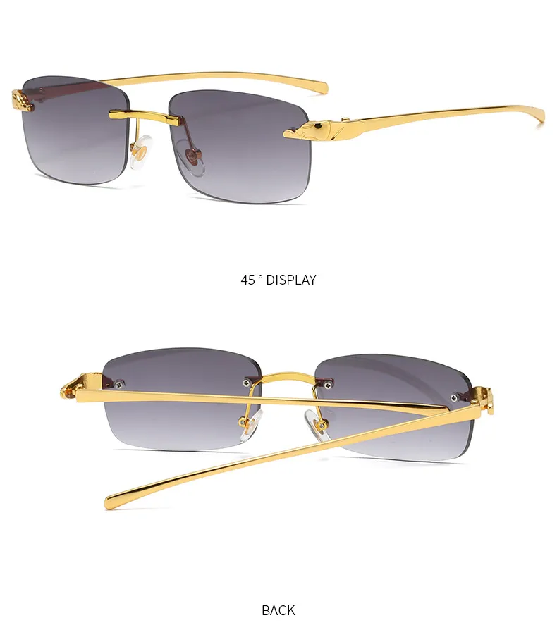 Vintage Rimless Sunglasses Women Clear Ocean Lens Brand Designer