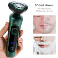 Green Smart Electric Shaver LCD Digital Display Three-head Floating Razor USB Rechargeable Washing Multi-function Beard Knife. 