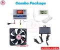 XH-W3001 Temperature Controller Combo Pack with Thermometer Hygrometer, DC 12V 3" Cooling Ventilator Fan & 12v 2A Adapter 4pcs Combo Package for Egg Incubator.