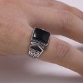 Guaranteed Mens Rings Silver s925 Antique Turkish Rings For Mens Signet Ring With Stone Color Square Turkish Jewelry Anello Uomo. 