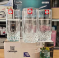 Crystal Clear transparent Beautiful unique design Water /Drinking /Coke / Sorbat/Milk/ Lassi/ premium glass Set 6 Pieces Model N66T. 