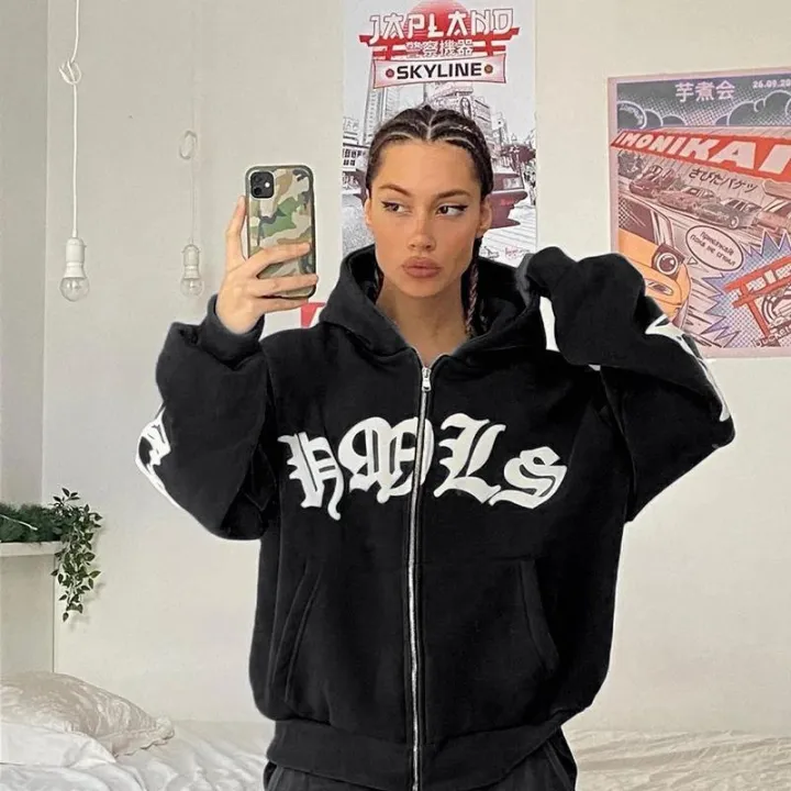 New%20Women's%20Street%20Hoodie%20Foam%20Zipper%20European%20and%20American%20Hoodie%20-%20Image%202