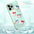 Hontinga for OPPO A16K A16E Back Cover + Free Lanyard Luxury 6D Plating Cartoon Cute Kitty Side Pattern Case Soft Silicone Square Phone Cases. 