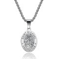 Stainless Steel Saint Michael Necklace Medal for Men Boys, St Michael Pendant Medallion with Chain 24 Inches. 
