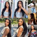 2# Straight Lace Front Wig Dark Brown Lace Front Wig Ttransparent Lace Wigs For Women Human Hair 13x4 Lace Frontal Wig 30 Inches. 