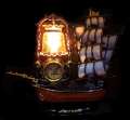 Ship Lamp with Clock, Home Decoration Item, Best Gift Item for Diwali and Other Festive Occasion, - Wall Clock.