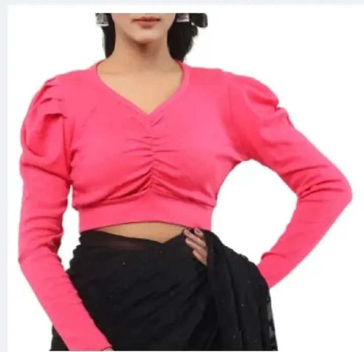 Crop%20top%20full%20sleeve%20fashionable%20blouse%20for%20women's.%20-%20Image%204
