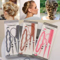 Black Pink Gray 4Pcs Magic Hair Styling Tools Set DIY Hair Braiding Braids For Women Girls Twist Bun Hairpin Hair Accessories.