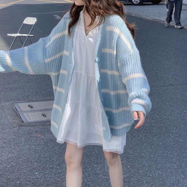 Korean%20Style%20Versatile%20Striped%20Cardigan%20Sweater%20Coat%20for%20Female%20Students%20Autumn%20and%20Winter%20New%20Lazy%20Style%20Cardigan%20Long%20Sleeve%20Knitted%20Top%20-%20Image%207