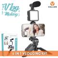Professional AY-49 Smartphone Vlog Video Fill Light Kit with Tripod Microphone Phone Stand Remote Controller Shooting-Video Making kit Stabilizers- Vlogging Kit.