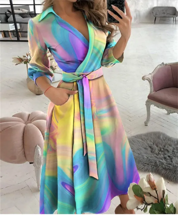 %E3%80%90Worth-Buy%E3%80%91%20Women%20Print%20Dress%20V-Neck%20Bat%20Sleeve%20Ruffl%20Flowers%20Print%20Bohemian%20Beach%20Sundress%20Ladies%20Loose%20Summer%20Vacation%20Mini%20Dresses%20-%20Image%202