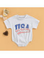 Emmababy-Toddler Baby Boys Casual Romper, Stripe Star Letter Printed Short Sleeve Round Neck Triangle Bodysuit. 