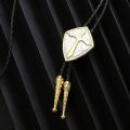 Gold Romen shield cross pattrn bolo tie for man Indian cowboy western cowgirl leather rope zinc alloy necktie.
