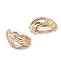 New Luxury Zircon Clip Earrings 585 Rose Gold Glossy Hollow Wave Texture Elegant Zircon Earrings Fine Wedding Earrings Jewelry. 