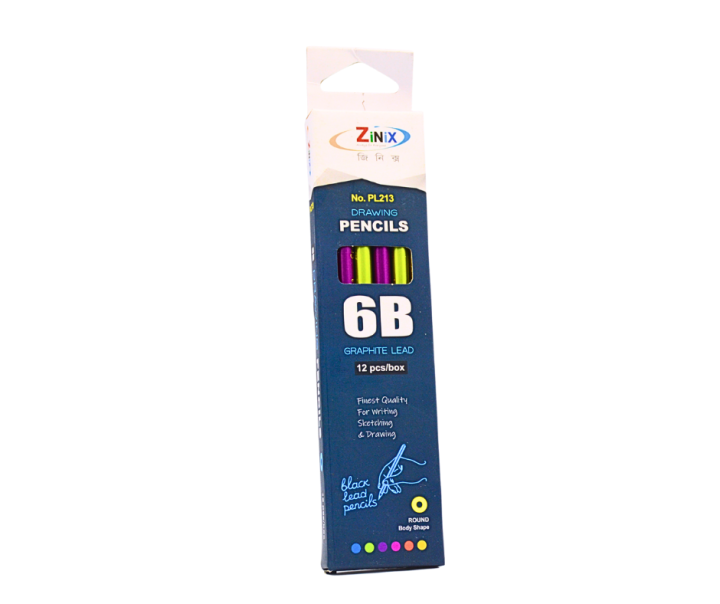 Zinix 6B Graphite Lead Pencil for Drawing - 12pcs Box | Daraz.com.bd
