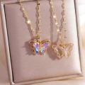 Exquisite Small Butterfly Pendant Necklace for Women Unique Design Light Luxury Zircon Insect Necklace Girl Party Jewelry.
