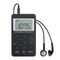 Mini Stereo AM/FM Pocket Radio Universal Dual Band Digital Display Mini Radio Receiver With HiFi Earphones Rechargeable Battery. 