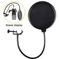 Microphone Pop Filter For Blue Yeti and Any Other Microphone Dual Layered Wind Pop Screen With Flexible 360° Gooseneck Clip Stabilizing Arm.