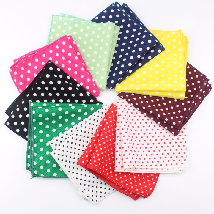 Dot Cotton Handkerchiefs Woven Colorful Printing Round Pocket Square Mens Casual Circle Square Pockets Handkerchief Towels