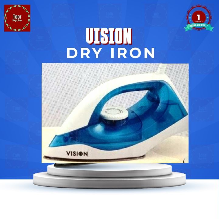 Vision Non Stick Coating Sole-Plate Dry Iron (Model: VIS-DEI-009) - White with Blue & white with Purple